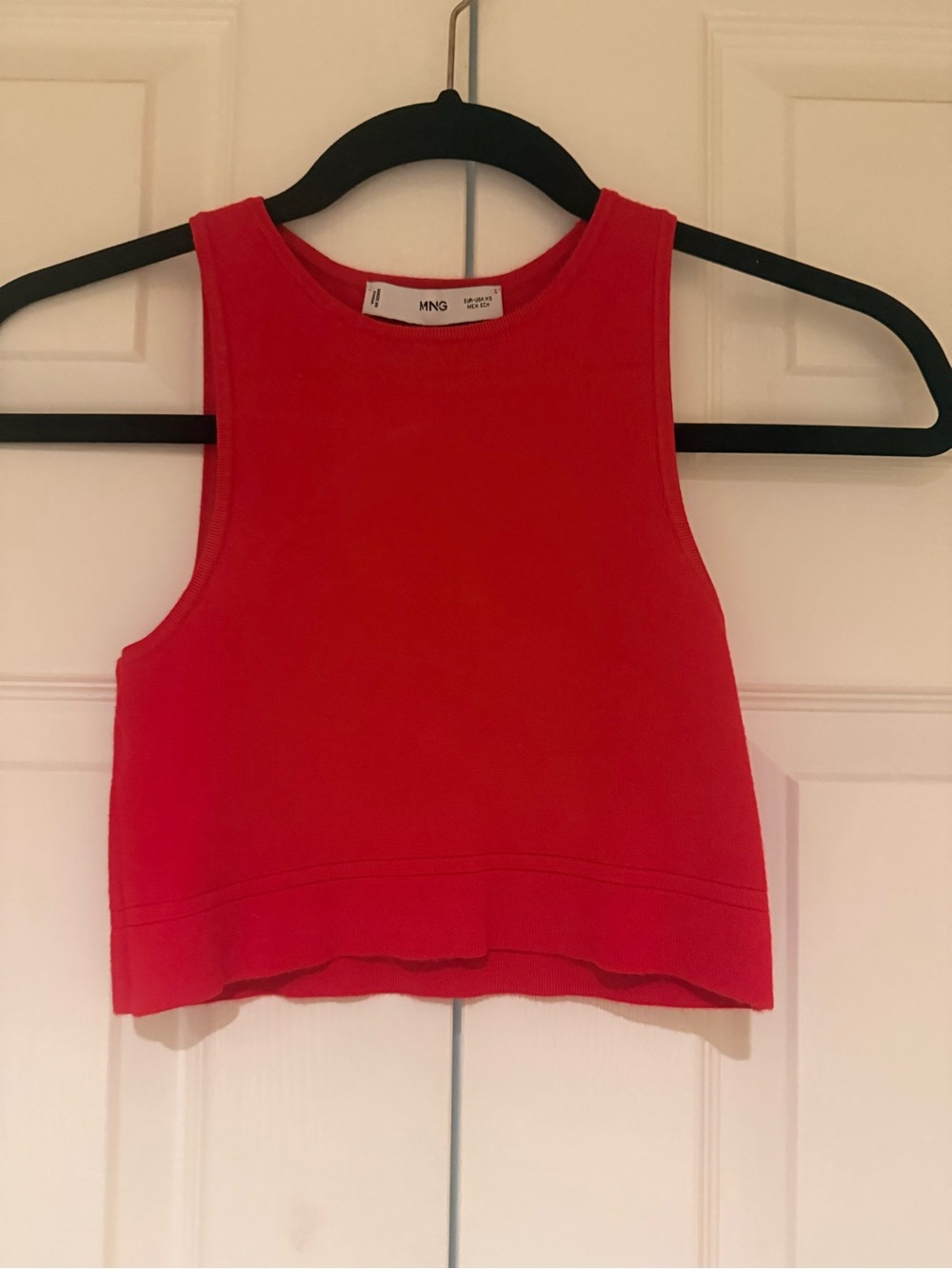 Mango Bright Red Cropped Ribbed Tank